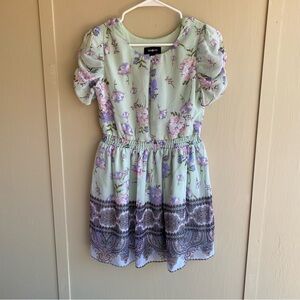 Amy Byer Pastel Mint and Lavender Floral Kids Dress